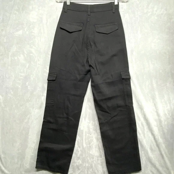 SHEIN Black Cargo Pants High Waisted Utility Pockets Casual Style XS 2 - Picture 7 of 14